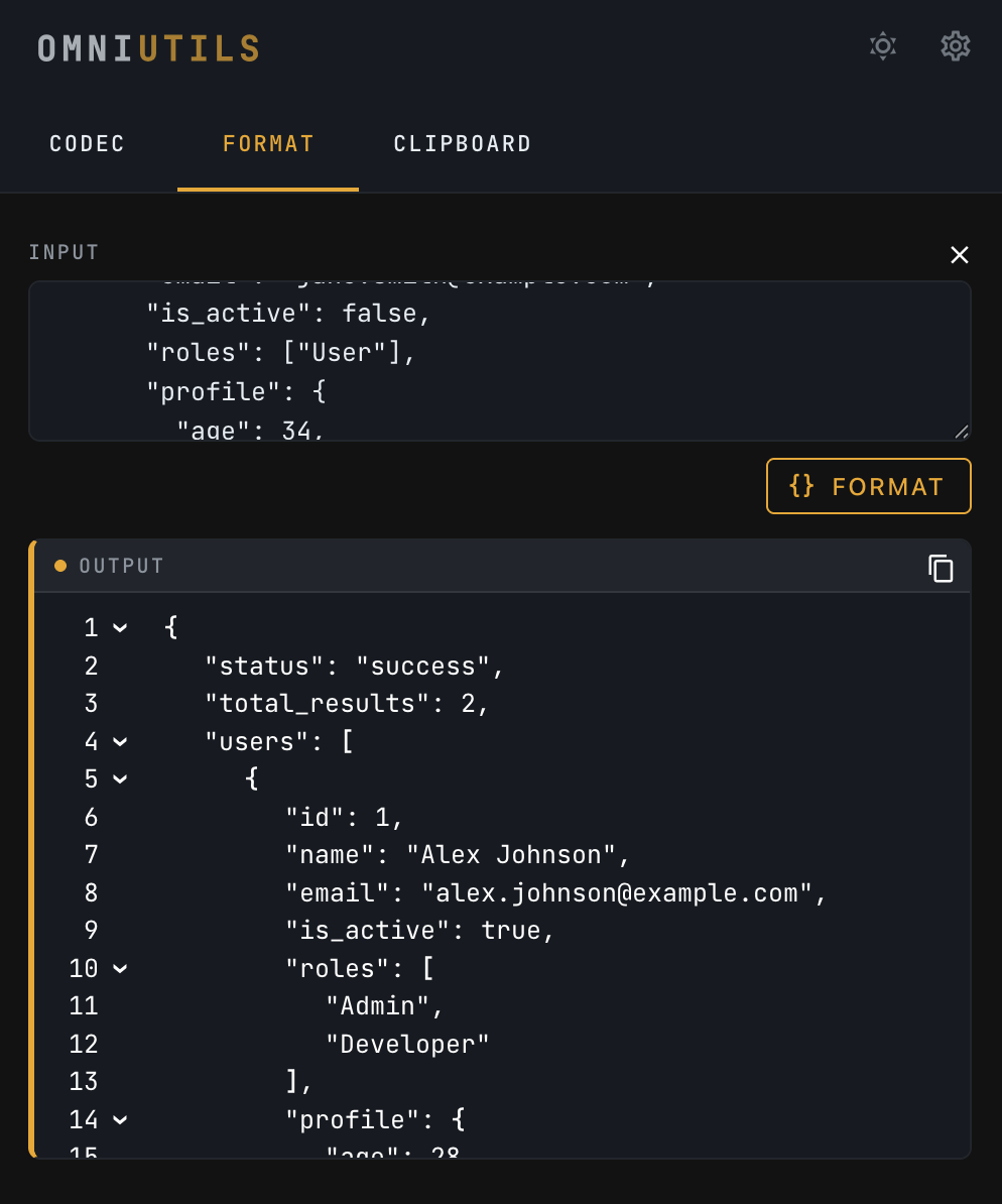JSON Formatter screenshot