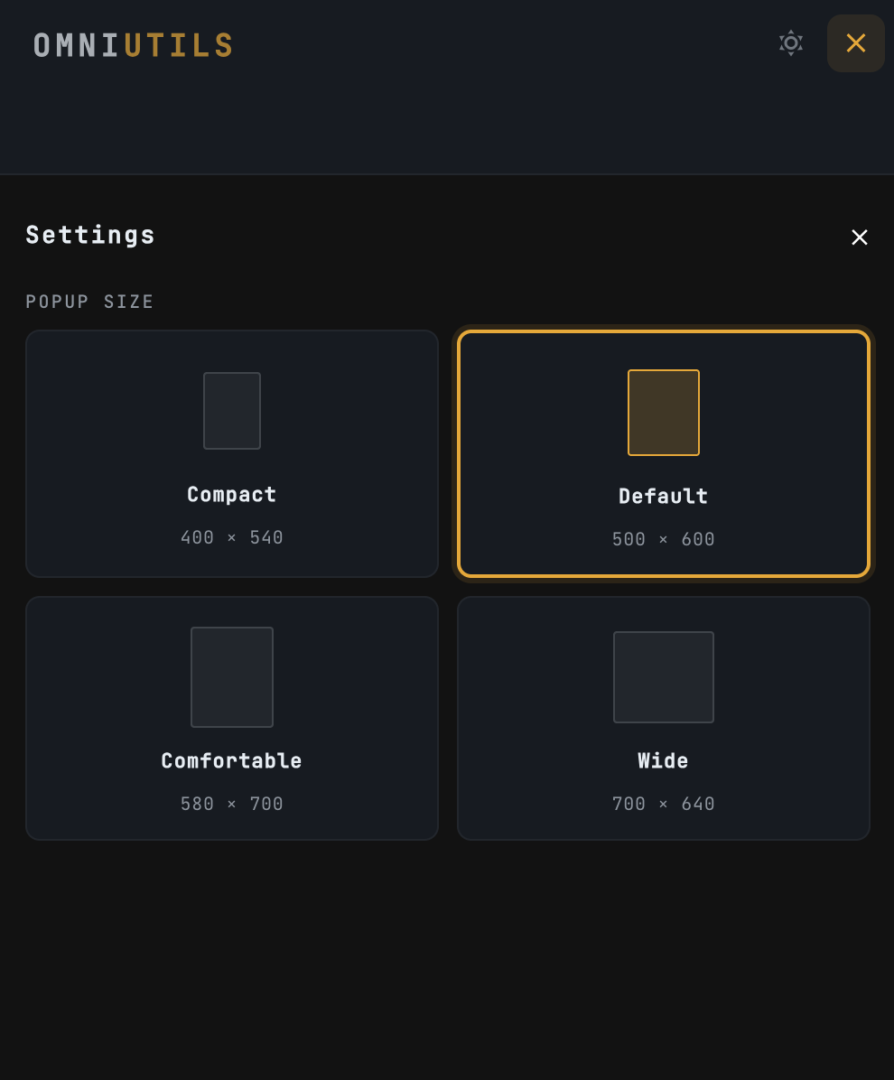 Settings screenshot